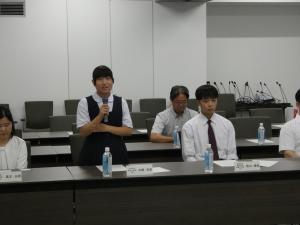 日中友好交流都市中学生卓球交歓大会結団式