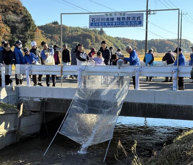 ▲稚魚放流の様子