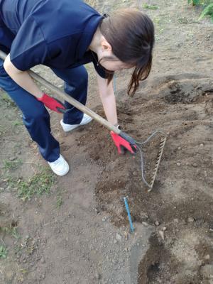 土をならす様子