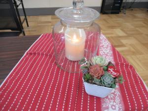 完成品とキャンドルの写真です。