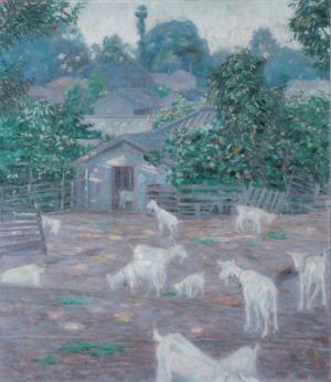 辻永「牧場にて」1914年