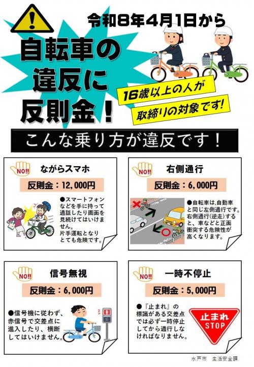自転車の違反に反則金!