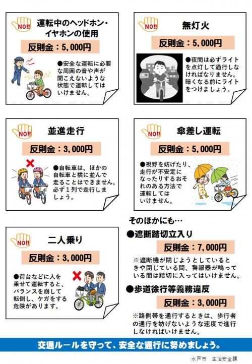 自転車の違反に反則金!