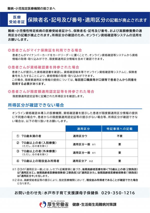 保険者名等記載廃止についてのリーフレットです