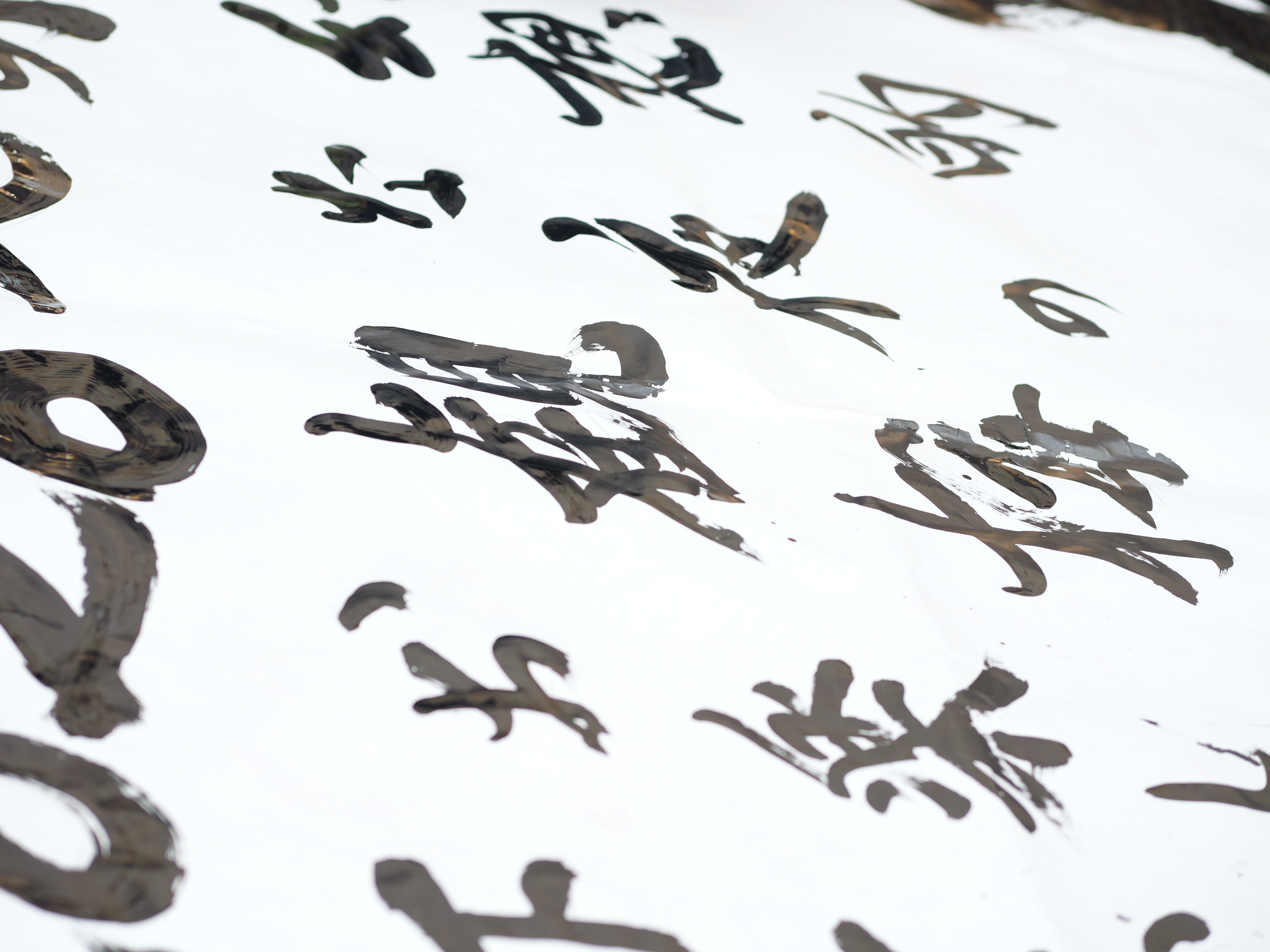 書き上がった紙面。「観梅」などの文字が書いてある。