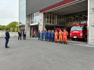 水戸市消防局出発式の様子