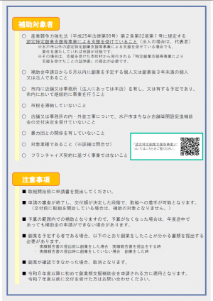 創業期支援補助金チラシ裏