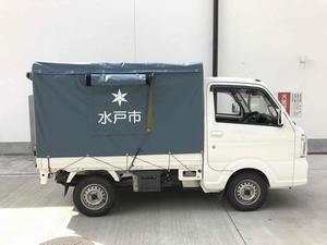 軽トラック用幌テント取付時の画像（車両側面）