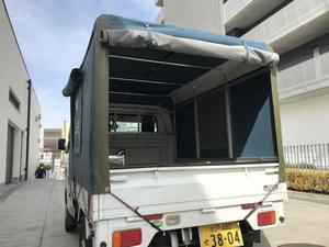 軽トラック用幌テント取付時の画像（車両後方）