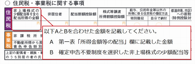 非上場株式の少額配当等の申告方法