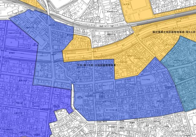 下市土地区画整理事業第一工区の区域が示されています