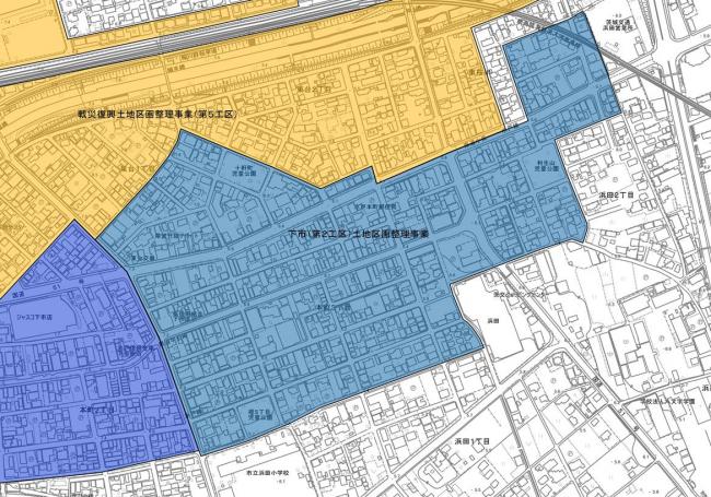 下市土地区画整理事業第二工区の区域が示されています