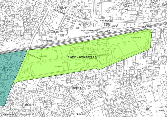 赤塚駅南口土地区画整理事業の区域が示されています