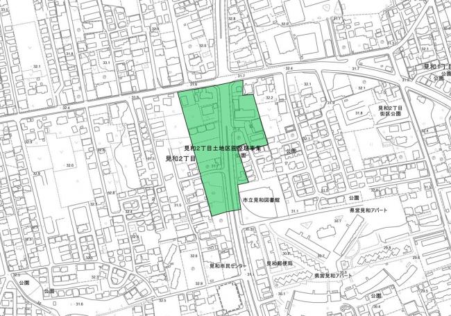 見和2丁目土地区画整理事業の区域が示されています